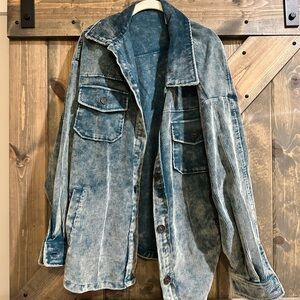 Teal vintage wash corduroy Shacket